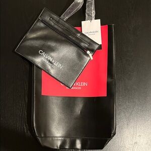 Calvin Klein Black and Red Tote with Pouch